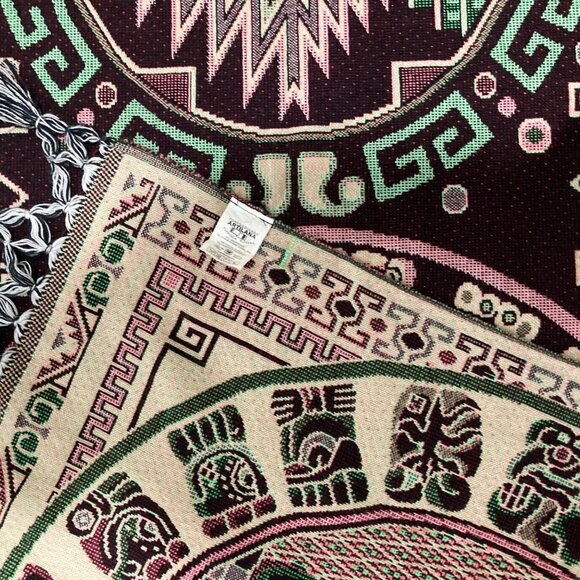 Woven Mayan-Inspired Tapestry Table Runner Or Lightweight Rug Mexico - Picture 5 of 8